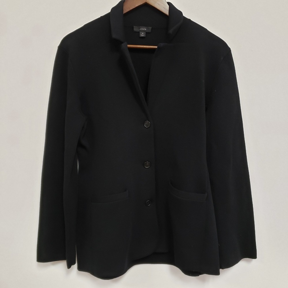 J‎ Crew Womens Cinced Waist Sweater Blazer Size M Black Office Corpcore Classic